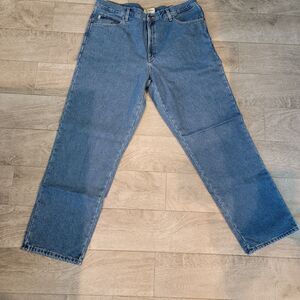 LL Bean Flannel Lined Denim Jeans Mens 40X32 Classic Fit Straight Stonewash Blue